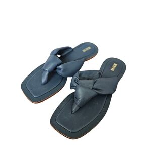 NEW Anthropologie Maeve Puffy Knotted Sandals in Navy Blue Leather Size 9